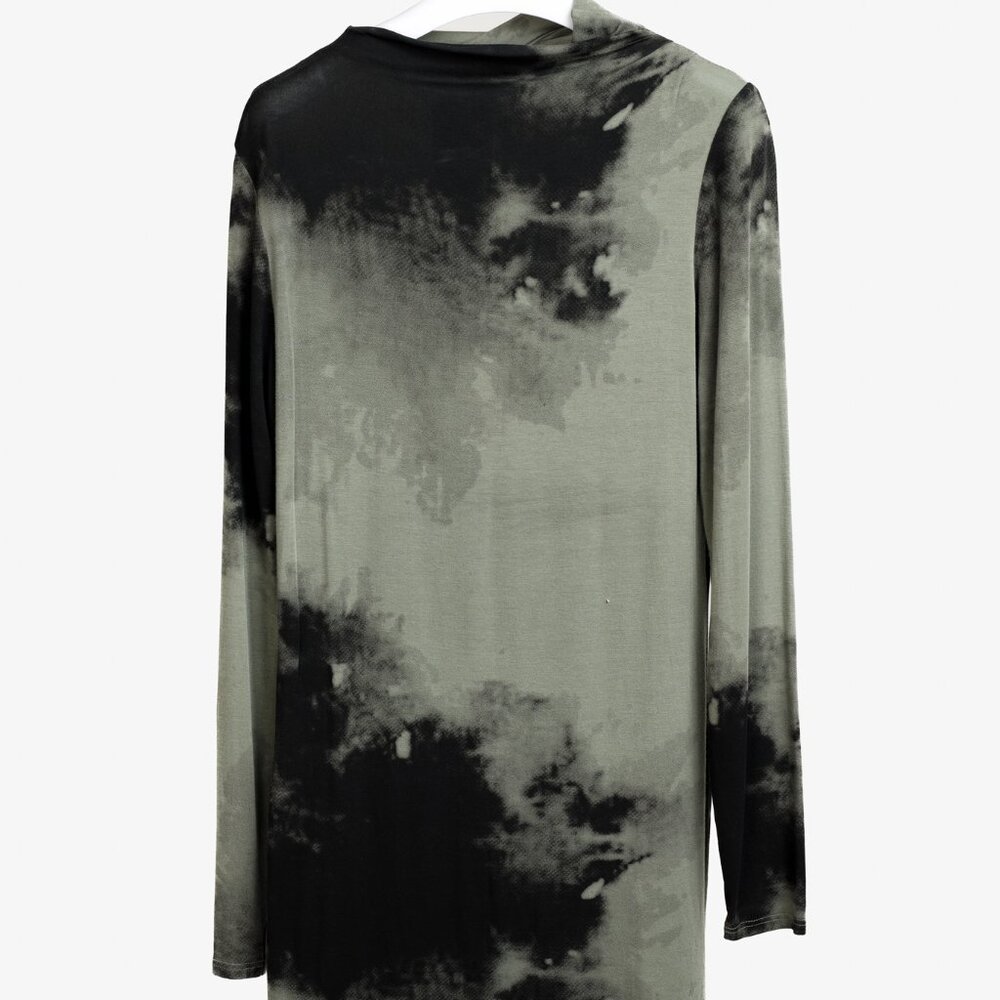 Sarah Pacini Stretch Green Tie-Dye Cowl Neck Tunic